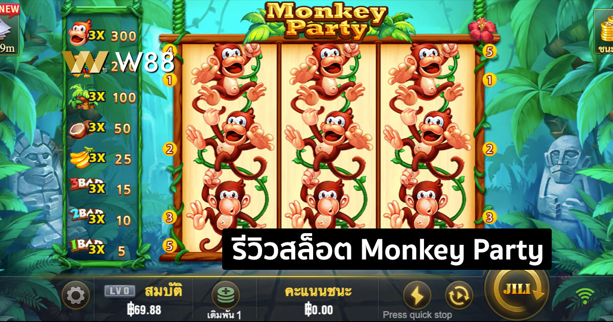 รีวิวสล็อต Monkey Party จากค่าย JILI